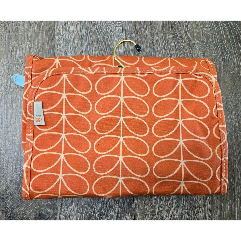 Orla Kiely Etc Orange Geometric Design Hanging Toiletry Travel Toiletries Bag